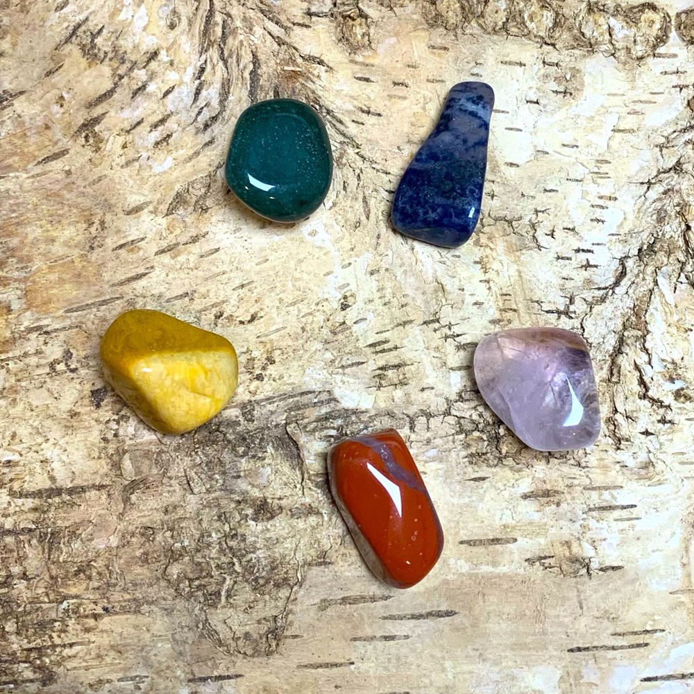 💗 Crystal Set 🏵 Amethyst, Red & Yellow Jasper, Green Quartz & Sodalite 🎆